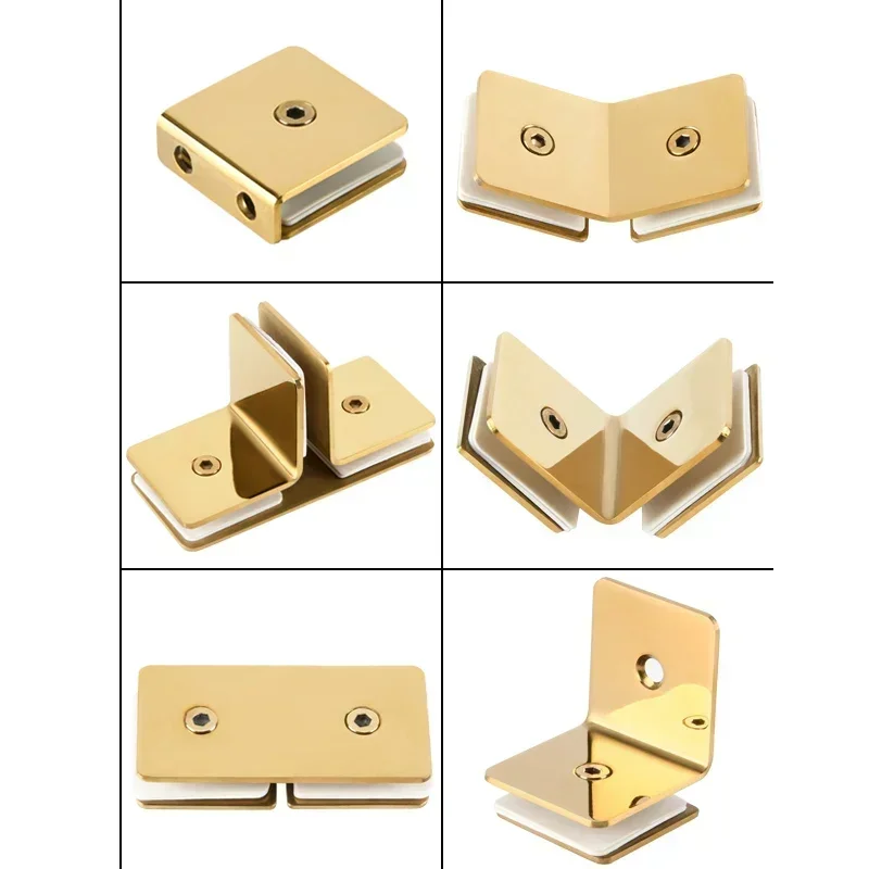 304 Stainless Steel Glass Clip Gold Fixed Bathroom Glass Door Fixed Code Corner Partition Shower Room Link Clip shower room glass clamp