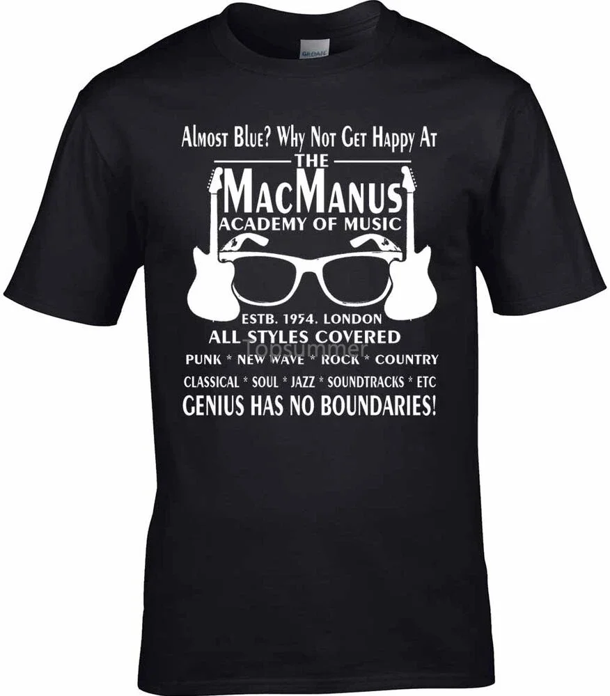 

Elvise Costello Inspired T-Shirt The Macmanus Academy Of Music Punk Stiff Rock