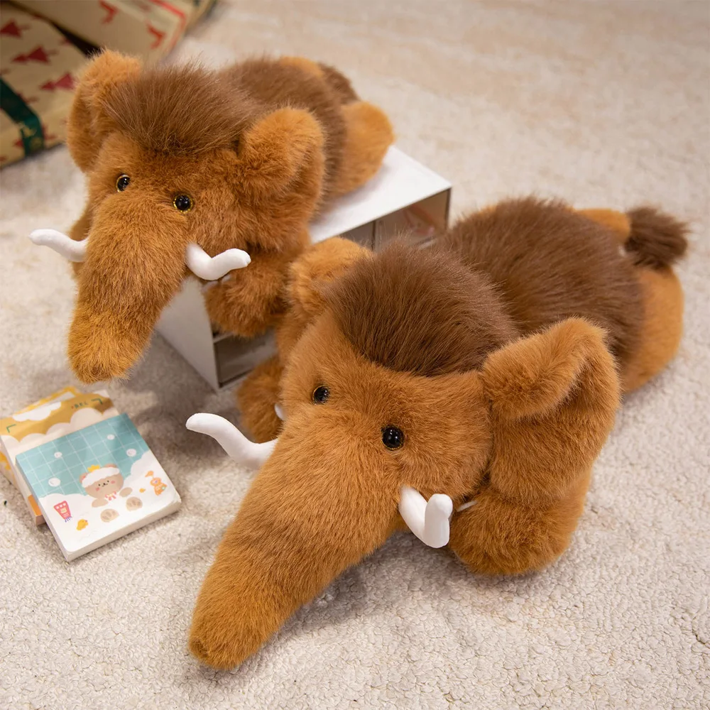 Wildlife Simulated Mammoth Plush Toy Stuffed Animal Mammut Dolls Fluffy Plushie Home Decor Gift for Christmas Birthday