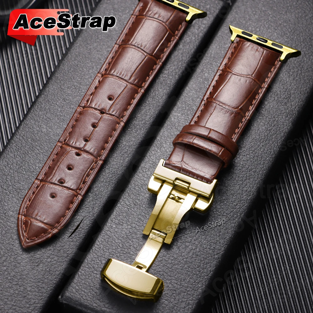 Gold Butterfly Buckle Strap with Bamboo Patterned Bracelet