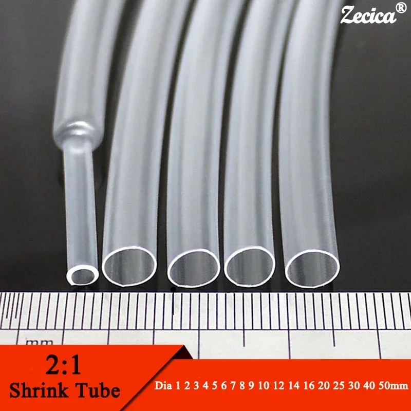 Heat Shrink Tube 1-10Meter Clear Dia1-50mm 2:1 Polyolefin Thermal Cable Sleeve Insulated