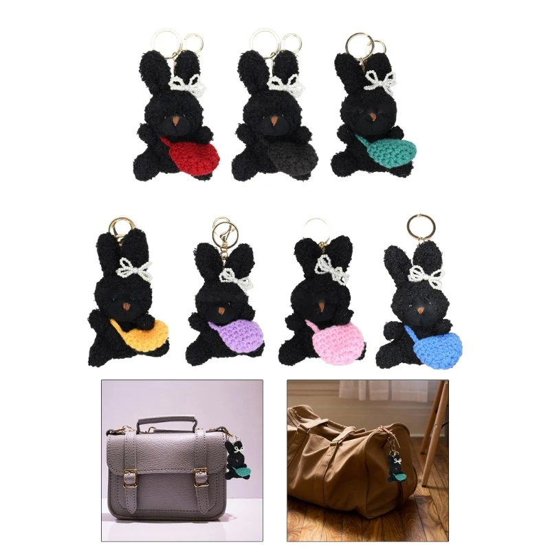 

Stylish Animal Keychain Ornament Cartoon Rabbit Toy Keyrings with Bag Pendant Soft Stuffed Pendant for Women Girls