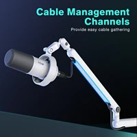 FIFINE Microphone Boom Arm, Adjustable Low Profile Mic Arm with Desk Mount Clamp,Cable Storage for Streaming Gaming-White BM88W 3