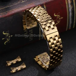 Premium Solid Stainless Steel Watch Band Replacement Strap with Adjustable Width and Versatile End Links - 21mm (Gold)