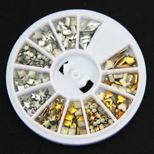 

300 pcs/ set 6 styles silver / 3D shiny metallic luster Nail decoration wheel round stickers area punk rivet studs
