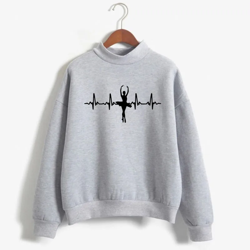thumbnail image 1 of Sudadera con estampado de bailarina y latidos del corazón para mujer, jersey de punto con cuello redondo coreano, ropa de mujer de color caramelo para otoño e invierno, 1 of 5