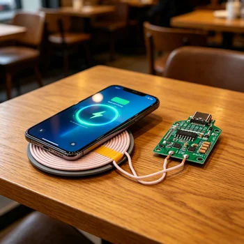 Caricabatterie per Auto Compatto con Supporto per Telefono, Ricarica Wireless Rapida 15W, Tipo-C Plug&Play, 5V/9V/12V Adattivo Automatico, Indicatore di Stato di Ricarica Intelligente