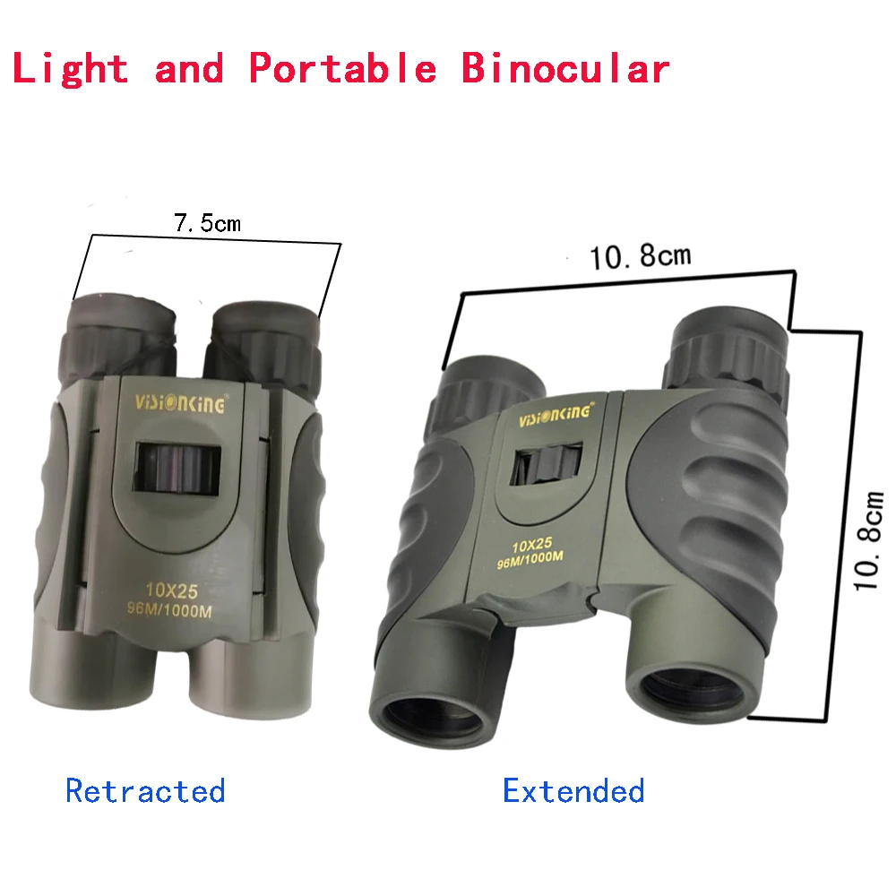 Visionking 10x25 Roof Binoculars Outdoor Hunting Camping Travelling Binoculars Waterproof Professional Telescope Monoculars 2