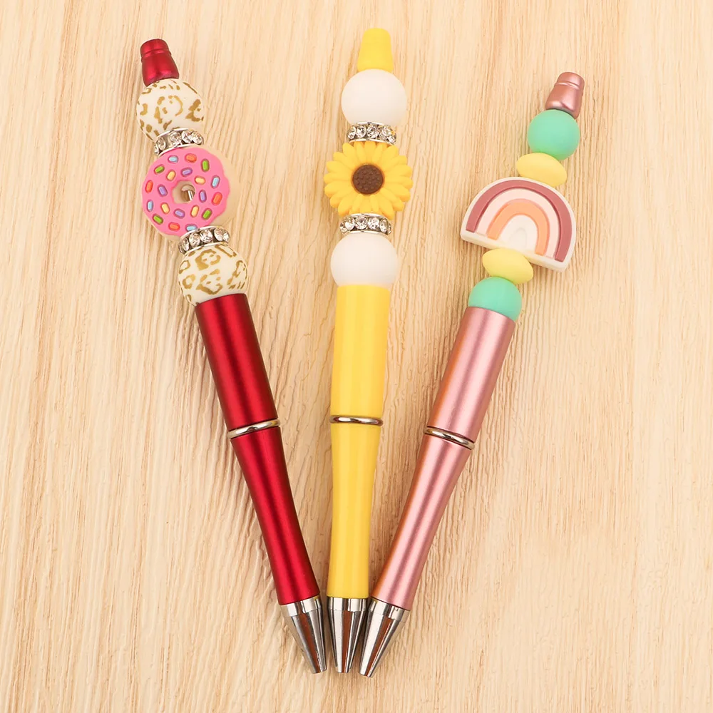 30-200pc Ballpoint Pen DIY Ballpoint Pen Plastic Beads/10mm Crystal Bead Metal Ring Spacer Beads for Various DIY Accessories