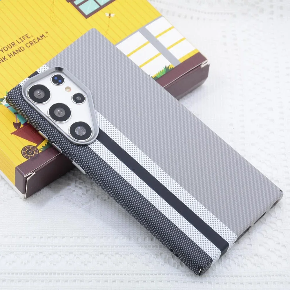 Carbon Fiber Texture Magnetic Alloy Camera Lens Case - Shockproof Protection Shell
