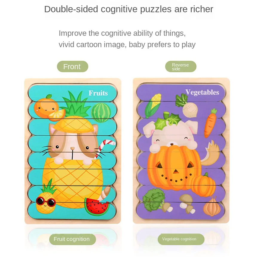 Double-Sided Wooden Animal Puzzle 4