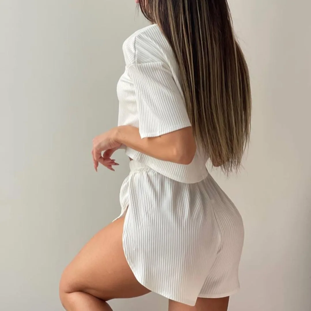Shorts Suit Pyjamas Sleepwear Lingerie Sleepwear Lingerie Set Women's Pajamas Two Piece Comfortable Sexy Short Sleeve Top Shorts Homewear