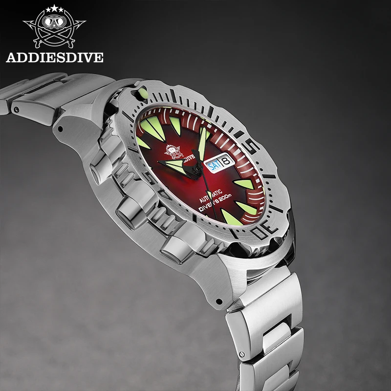 ADDIESDIVE NH36 Automatic Watch Sapphire Glass 200M Waterproof C3 Luminous 316L Steel Monster Mechanical Wristwatch for Men