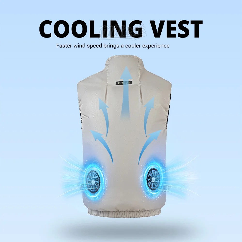 Breathable 9-Blade Cooling Vest Men's fan vest-3-Speed Fan for Camping, Fishing, Hiking & High Temperature Outdoor Work Gear