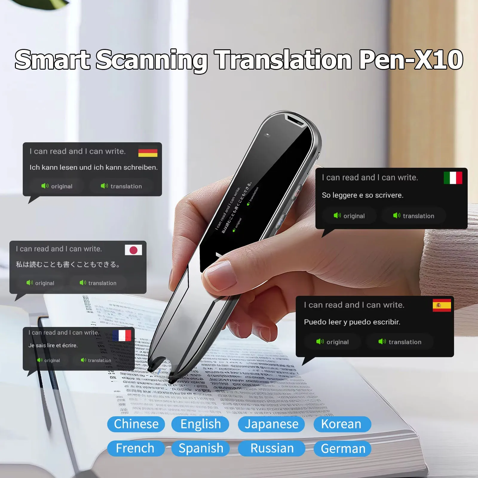 Vormor Smart Scanning Pen X10 112 Multi-Language Instant Voice Translator Text Scanning Reading Translate Dictionary for Student