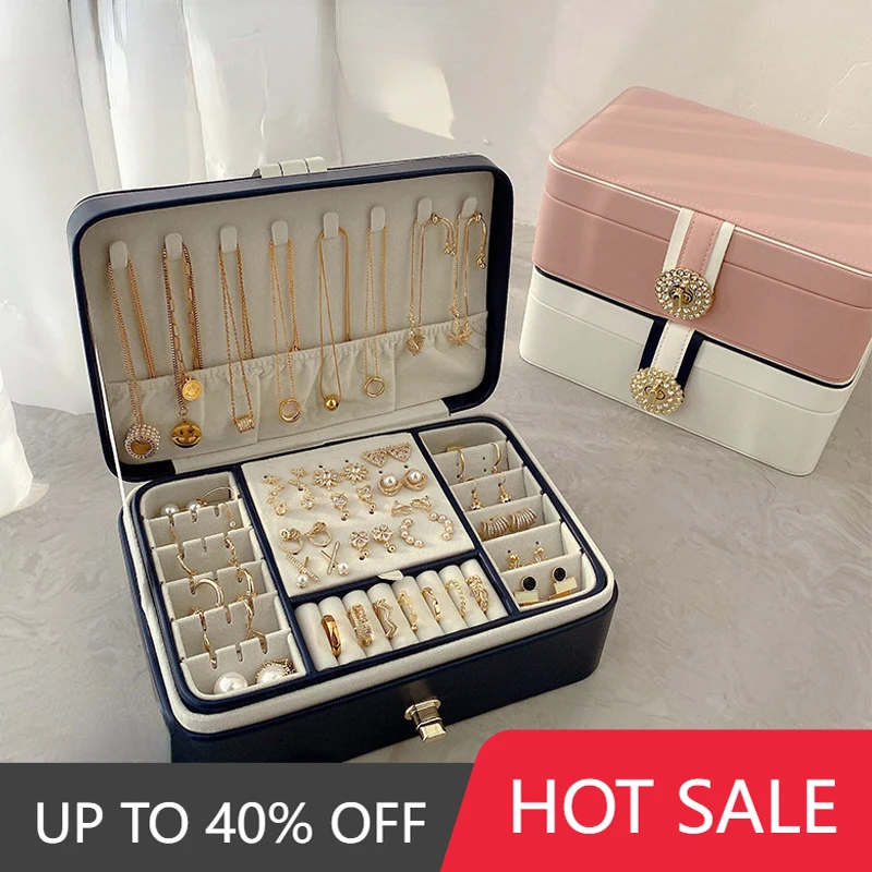 New Jewelry Box Double Layer Portable Organizer Travel Pu Leather