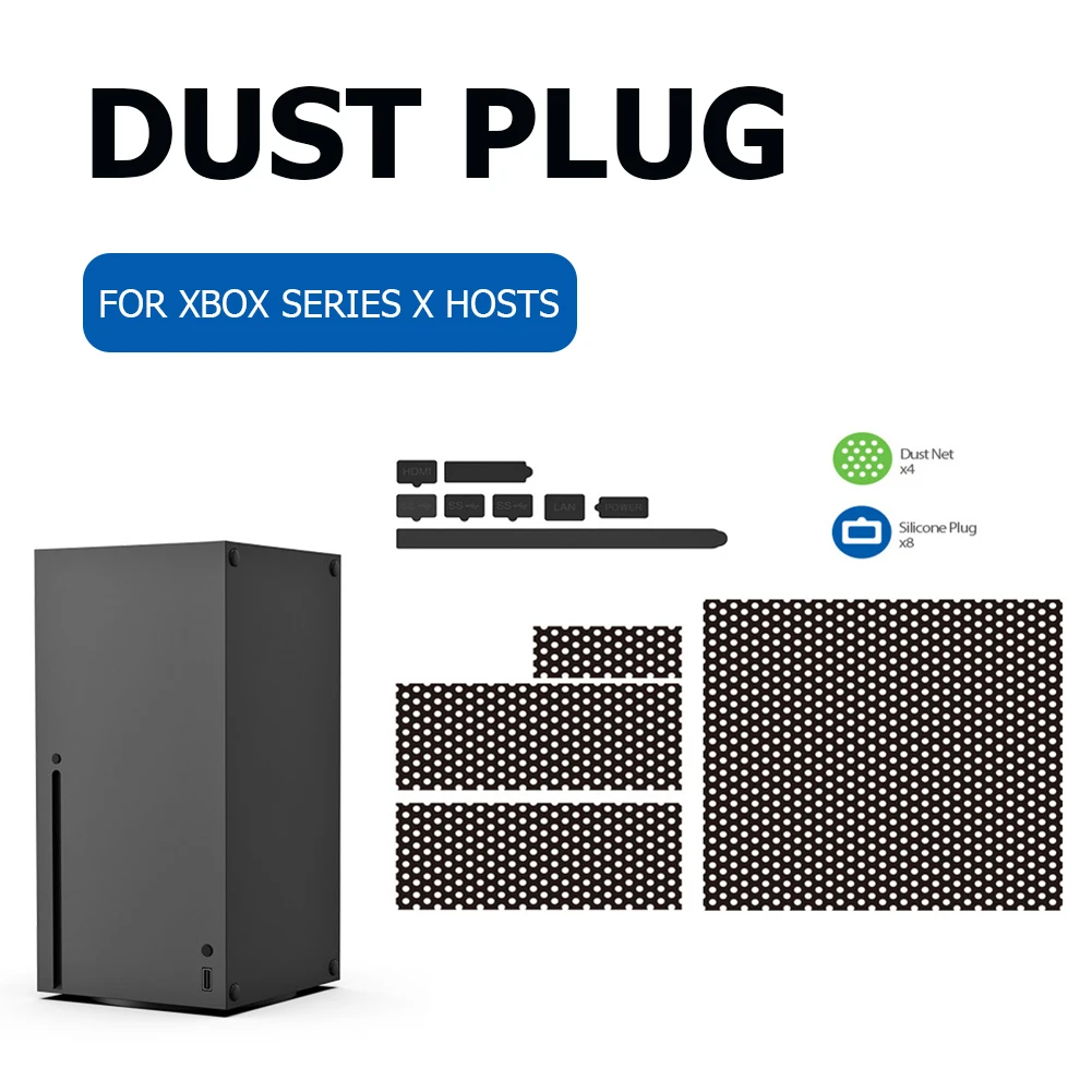 Silicone Anti-Dust Mesh with Dust Pulgs Protective Net Antidust Cover Dustproof Case Cover for Xbox Series X Game Console