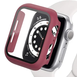 Premium Screen Protector and Case for Apple Watch with Glass Cover (Wine red)