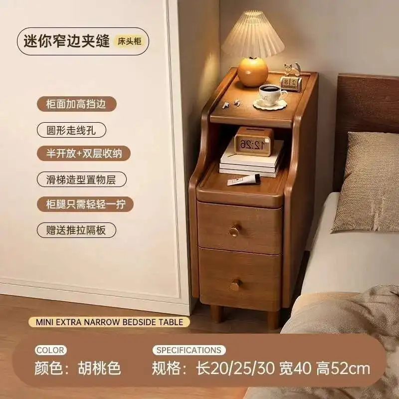 thumbnail image 1 of Nuevas mesitas de noche de madera maciza para el hogar, gabinetes de estudio y dormitorio extremadamente estrechos, gabinetes laterales de almacenamiento simples, muebles para el hogar, 1 of 4