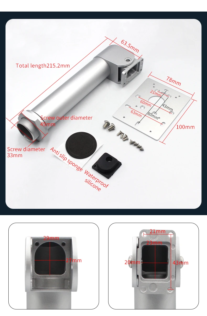 Aluminum Alloy Turnstile Face Recognition Device Stand Holder Mount Bracket 7Inc