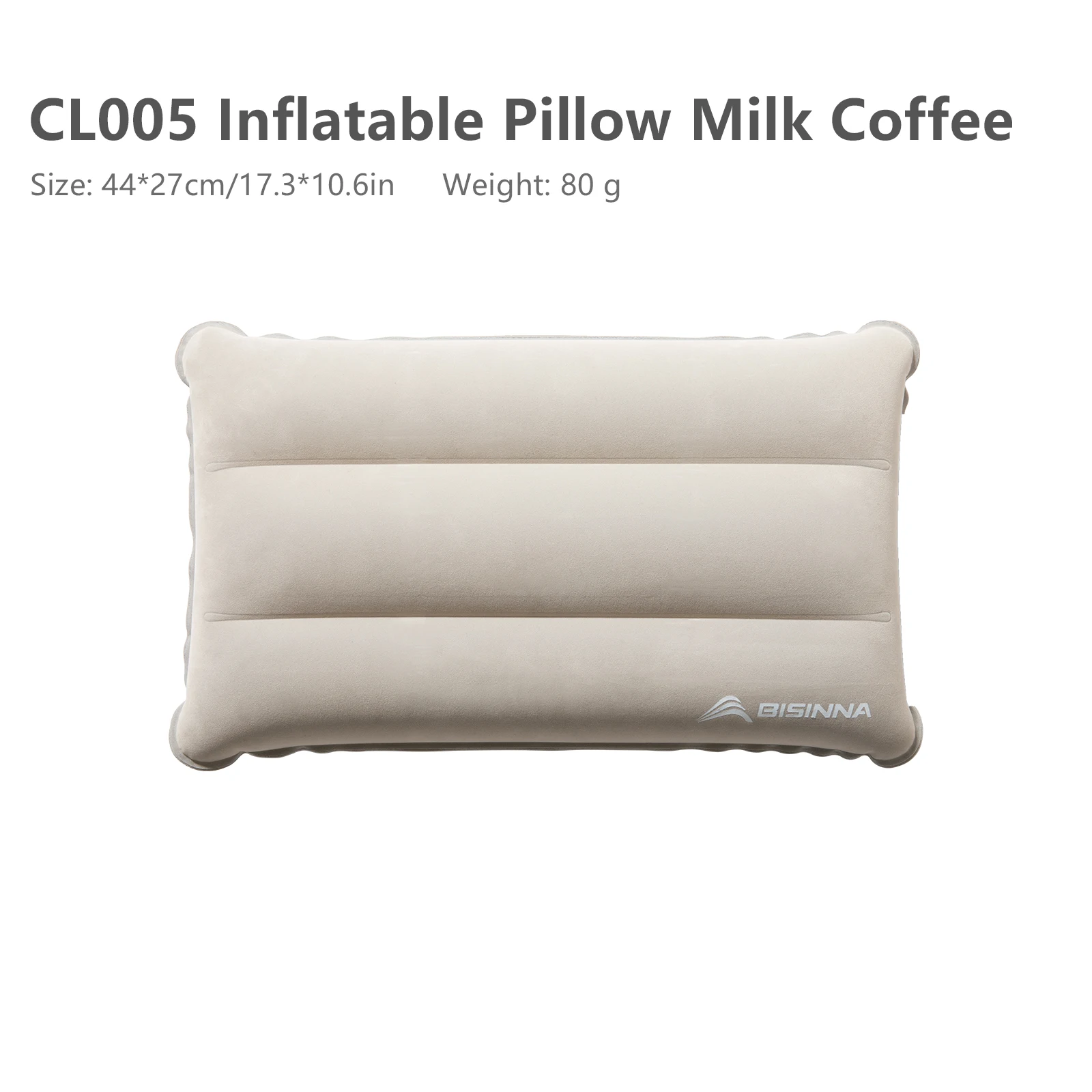 BISINNA Inflatable Pillow Portable Camping Neck Pillow Compressible Folding Flocking Air Cushion for Sleeping Travel Hiking