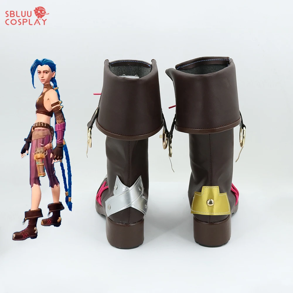 SBluuCosplay LOL Arcane Jinx Cosplay Shoes Game LOL Jinx Cosplay Shoes Women Black Shoes High Boots Heels Halloween anime outfits