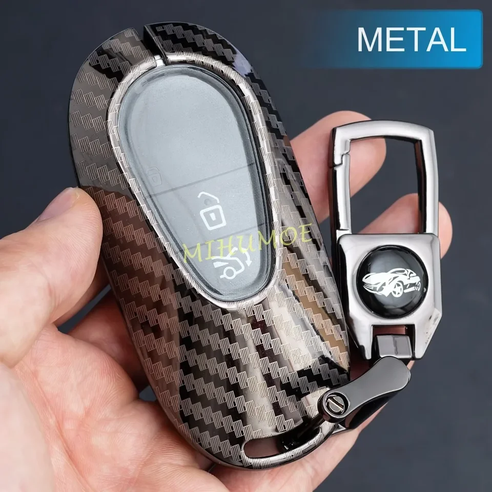 Coque Clé Voiture Fibre Carbone Pour Mercedes Classe C/E/S/GLC/EQE - Modèles 2023-2025