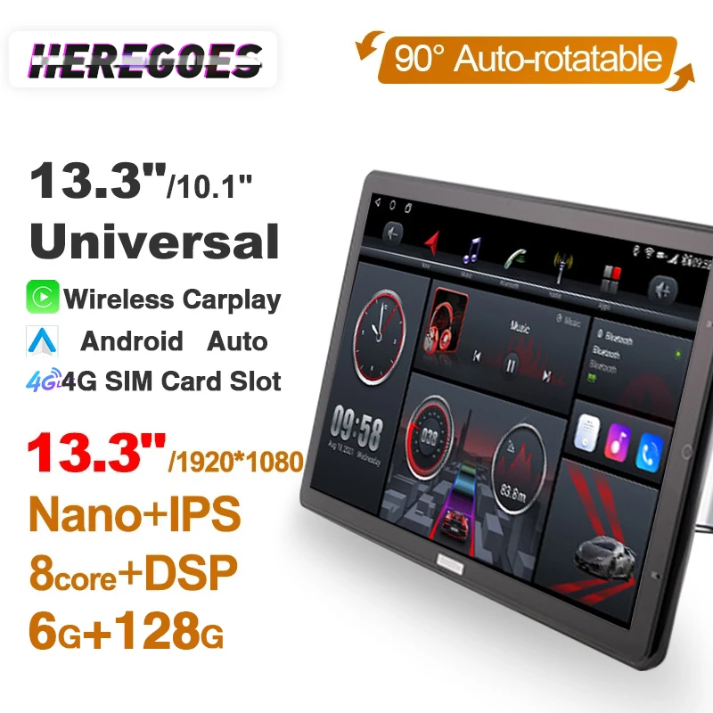 Автомобильный DVD-плеер Tesla Style 13 3 дюйма Android 10 универсальный радиоприемник стерео