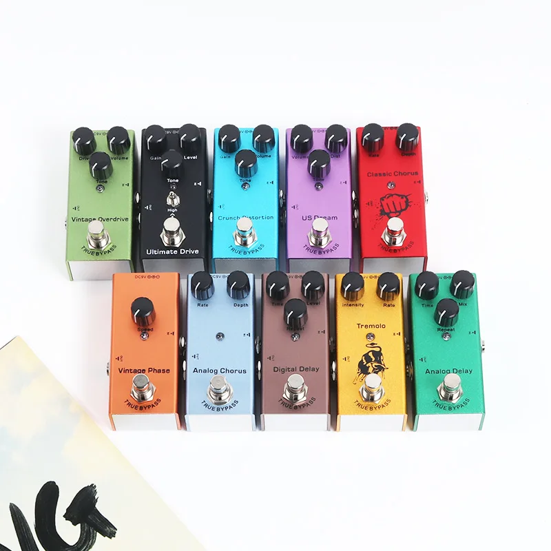 Guitar Effect Pedal Electric Guitar Effect Pedal Vintage Overdrive//Crunch Distortion/US Dream/Classic Chorus/Digital Delay/Analog Delay/Tremolo