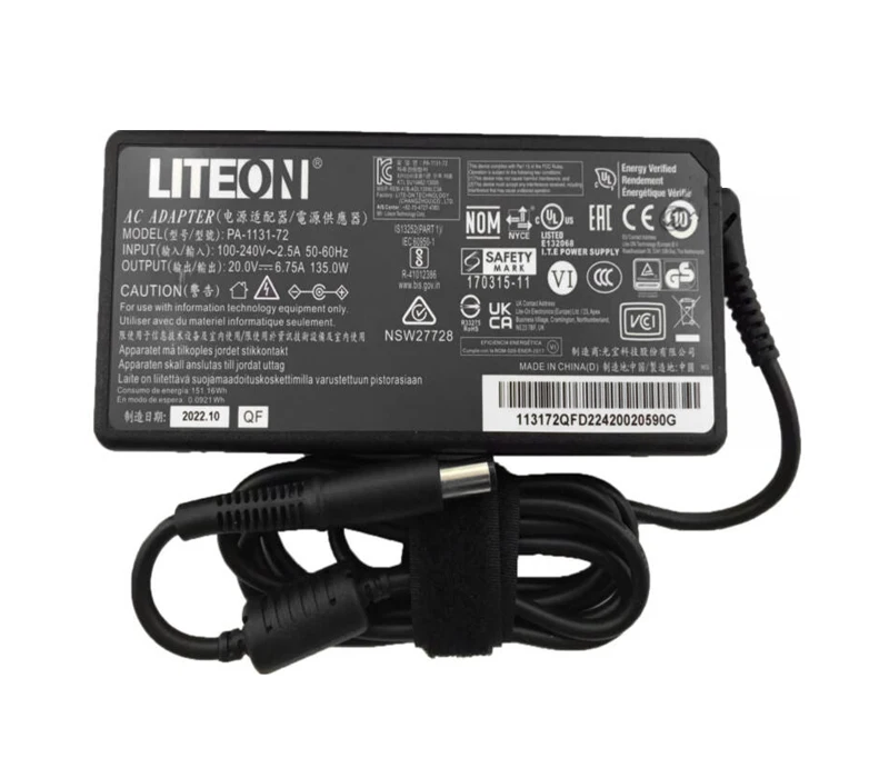 

LITEON 20V 6.75A, Barrel 7.4/5.0mm With Pin, 3-Prong, PA-1131-72 Power Adapter