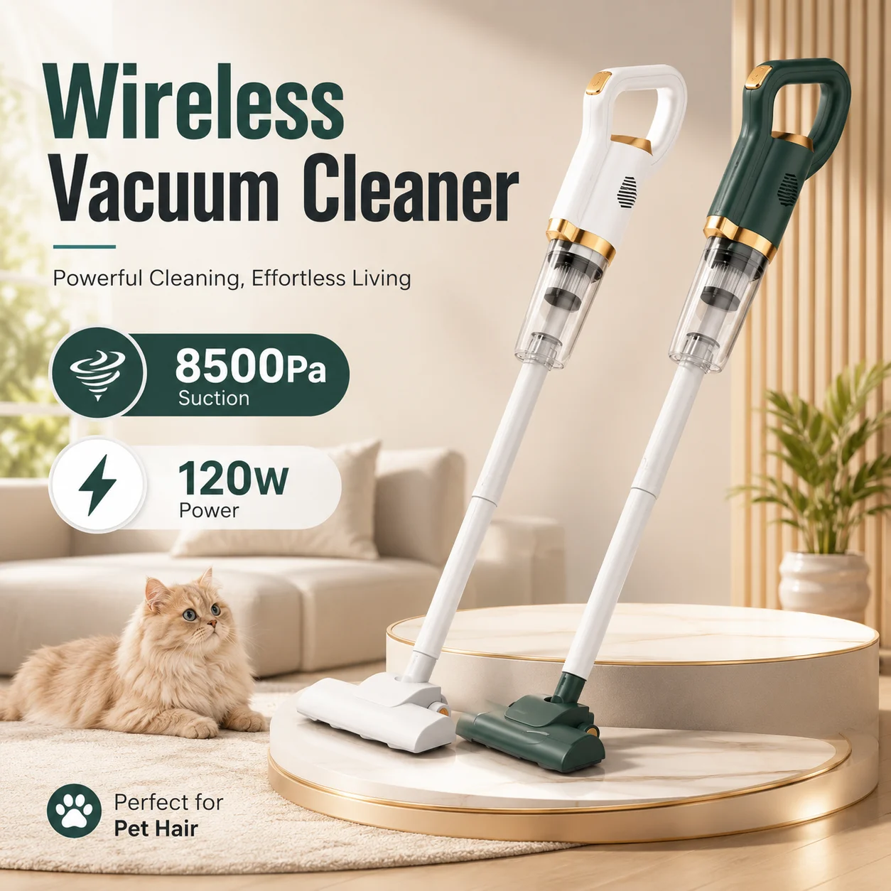 8500Pa High Power Handheld Wireless Vacuum Cleaner 120W Portable Household And Car Dual Use Dust Cleaning Machine With Brush 1
