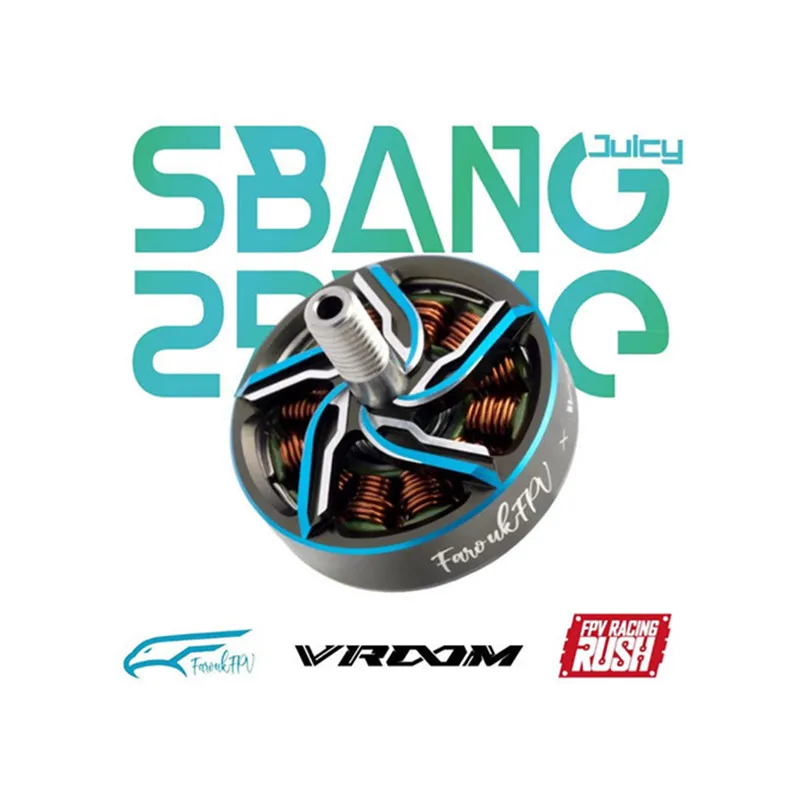 Moteur brushless RUSHFPV VROOM 2505.5 1500KV avec son support de fixation et vis incluses.