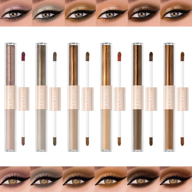 QIBEST Double End Glitter Matte Eye shadow Stick Pencil Eyeshadow Makeup Waterproof Bicolor Shimmer Cosmetics Beauty Makeup Tool 2