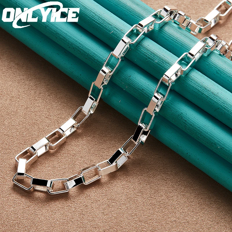 

925 Sterling Silver 45cm 4mm Long Grid Box Chain Necklace For Women Man Fashion Party Wedding Charm Jewelry Engagement Gifts