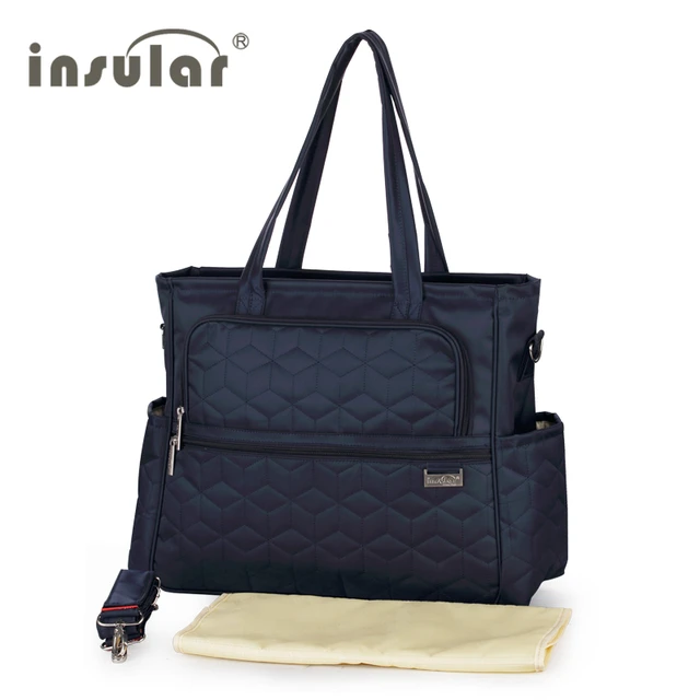 Changing Bag - Black leather and nylon diaper bag