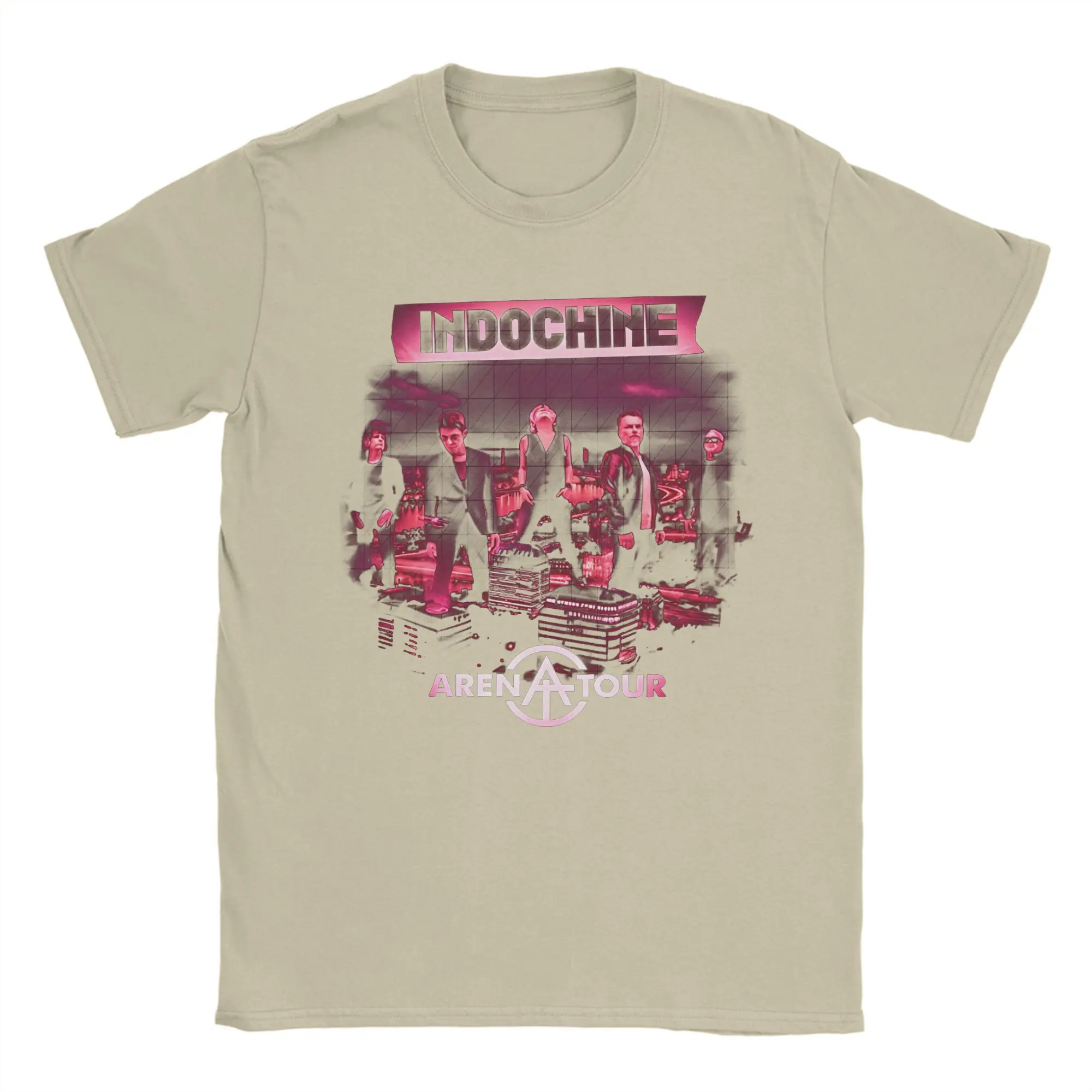 Indochine Arena Tour T Shirt Men Cotton Vintage T-Shirt O Neck Pop Rock Band Tees Short Sleeve Merchandise Summer Men Clothing men t shirts