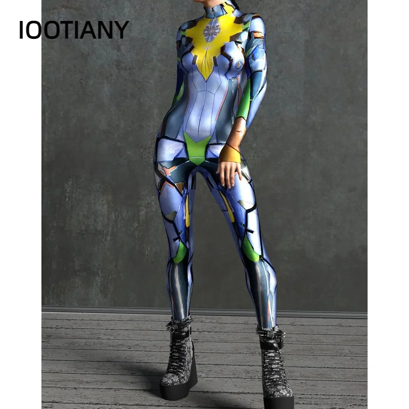 

IOOTIANY Women Men Muscle Human Body Mecha Dazzle 3D Printing Dress Up Jumpsuit Halloween Party Cosplay Costumes Outfit 2023