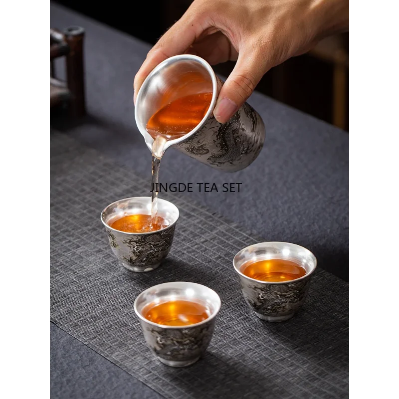 High end ceramic gold-plated tea cup set Chinese retro master cup Kung Fu tea set
