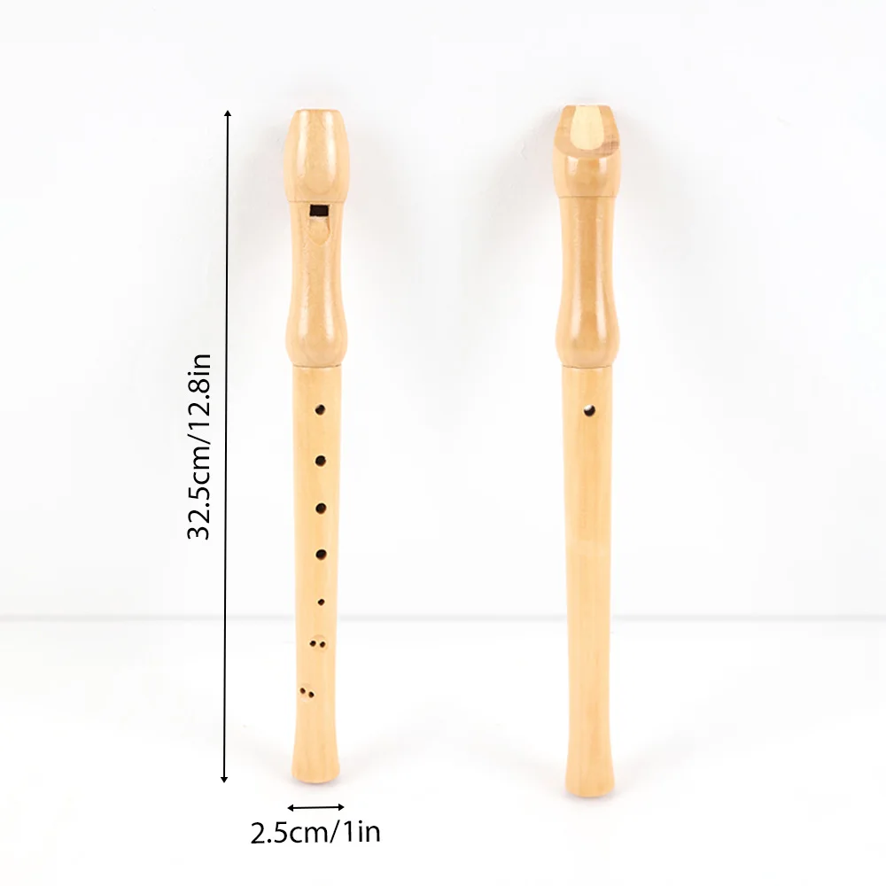 8-Hole Soprano Recorder Instrument High Pitched C-Tone Flute Soprano Recorder Clarinet with Cleaning Stick Wooden for Beginners