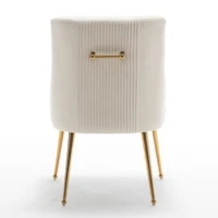 SEYNAR Modern Glam Boucle Pleated Velvet Dining Chair or Vanity Chair Set of 2 with Rear Handle 2