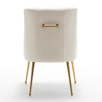 SEYNAR Modern Glam Boucle Pleated Velvet Dining Chair or Vanity Chair Set of 2 with Rear Handle 2