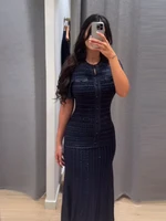 Robe longue chic pour femme à manches courtes, coupe ajustée, style rétro texturé, simple boutonnage, style urbain, Vistidos 2026, décontractée et respirante 3