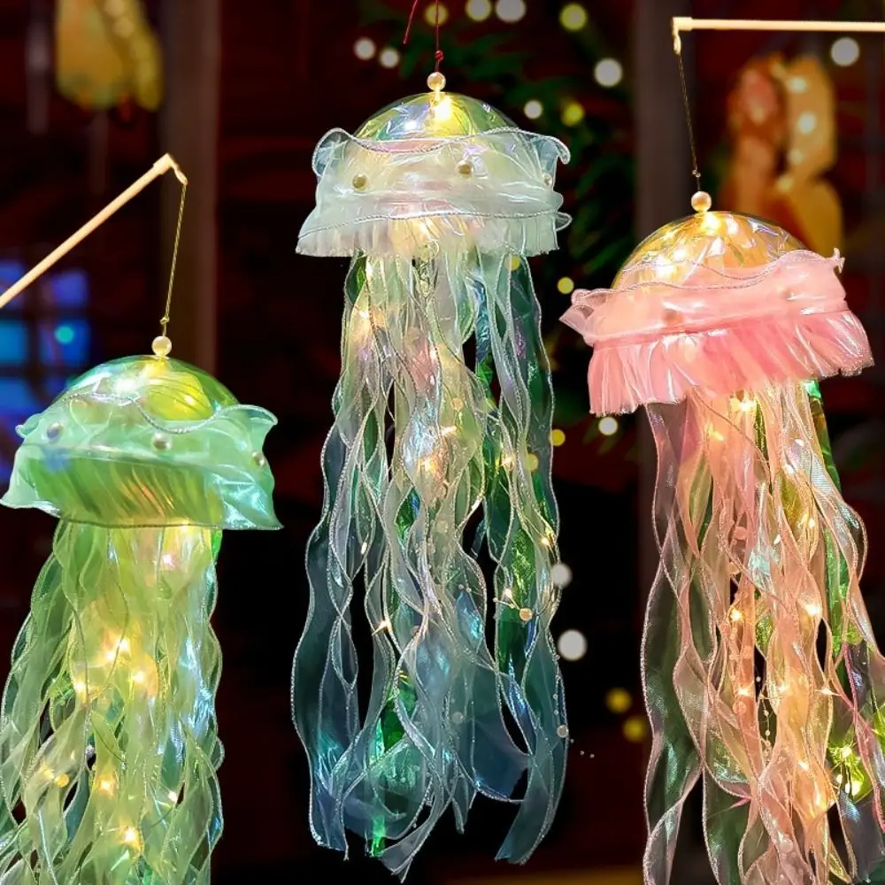 

Handmade DIY Color Jellyfish Lamp Plastic Room Hanging Decoration Jellyfish Shape Lantern Portable Jellyfish Ornaments Kid