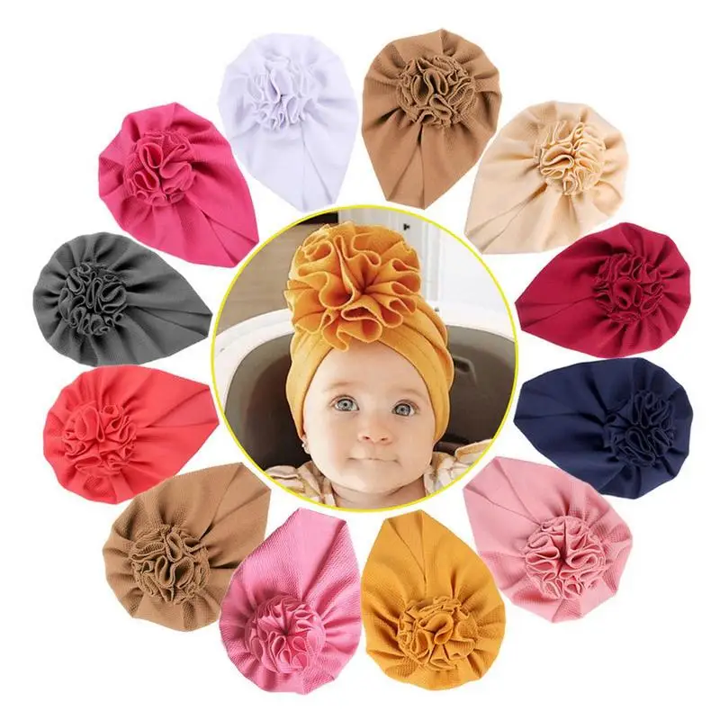 

Babies Beanie Hats Sunflower Knot Baby Turbans Soft & Stretchy Newborn Beanie Hospital Baby Hat Kids Head Wrap Nursery Turban