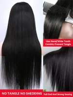 Perruque Brésilienne Naturelle Sans Colle, Cheveux Lisses, 13x6, 13x4, 5x5, 30 32 40 Pouces, Densité 200 4