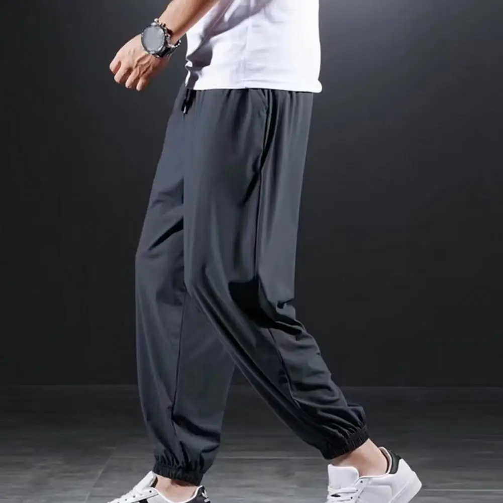 

Мужские свободные облегающие брюки, дышащие мужские спортивные брюки с карманами на щиколотке и эластичным поясом на шнурке для тренировок в тренажерном зале и бега