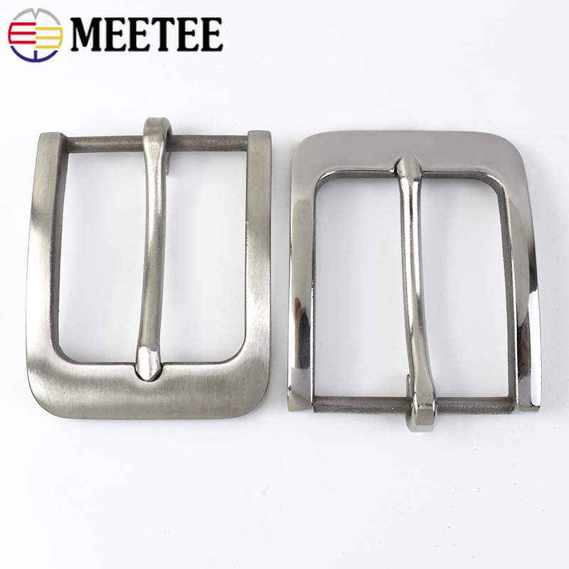 1Pc Meetee 40mm Solid Stainless Steel Belt Buckles Brushed Pin Buckle Metal Belts Head DIY Cowboy Jeans Accessories Crafts