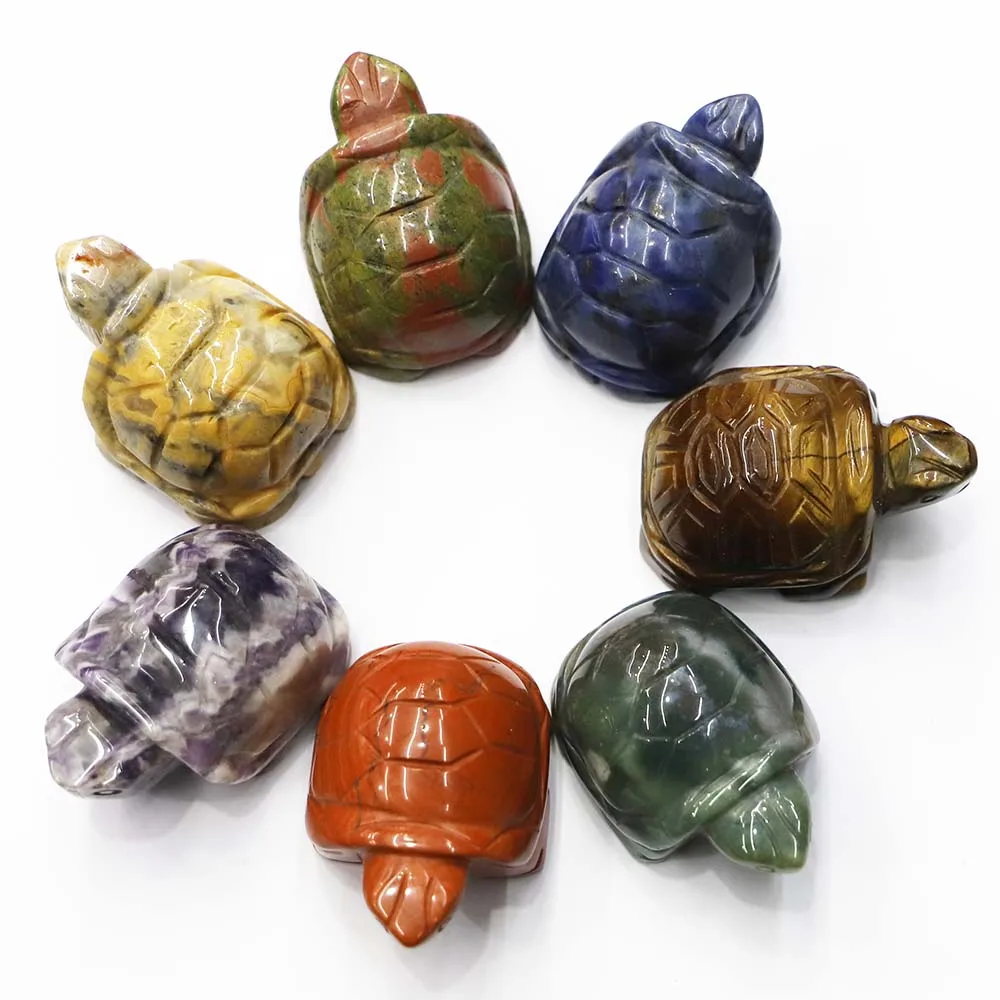 Natural Amethyst Crystal Healing Stone Turtle Statue Carved Ornaments Arts Crafts Charms Jewelry Room Decoration Accessories 1Pc