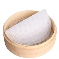 Tapis de cuisson antiadhésif en Silicone blanc et bambou, pour cuiseur à vapeur, Dim Sum, pour Restaurant, cuisine sous les cuiseurs à vapeur, outils de cuisine réutilisables 2