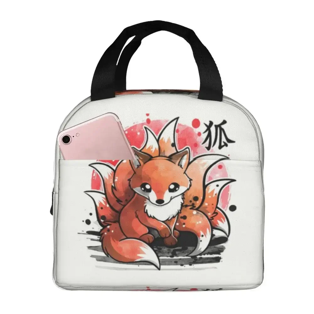 

Nine Tailed Fox Spirit Insulated Lunch Bag for Women Waterproof Hot Cold Thermal Cooler Lunch Box Camping Picnic Tote Bags